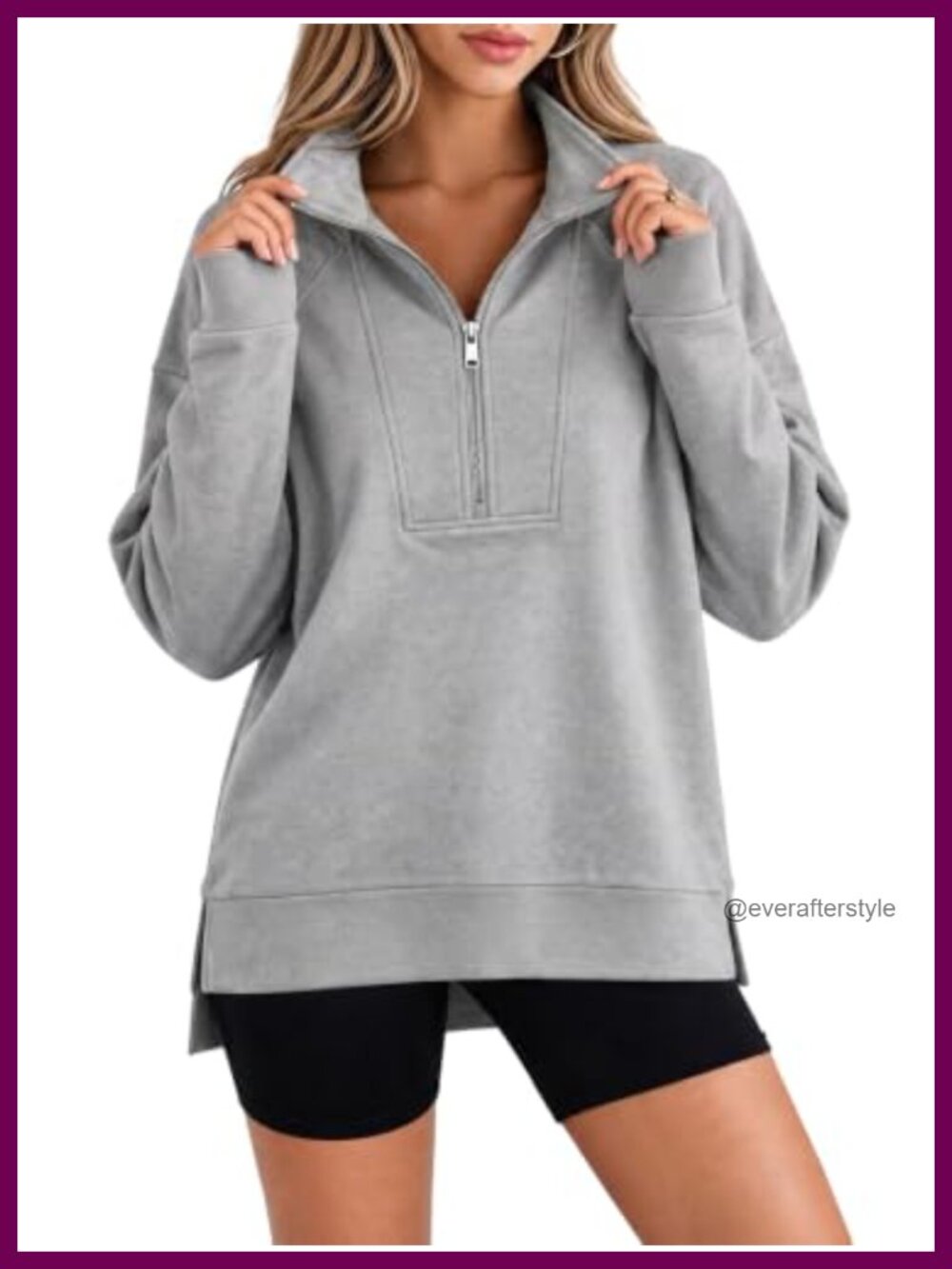 Oversized Half Zip Sweatshirt Quarter Zip Pullover Workout Top